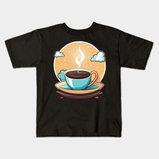 Hot coffee cup with steam Kids T-Shirt